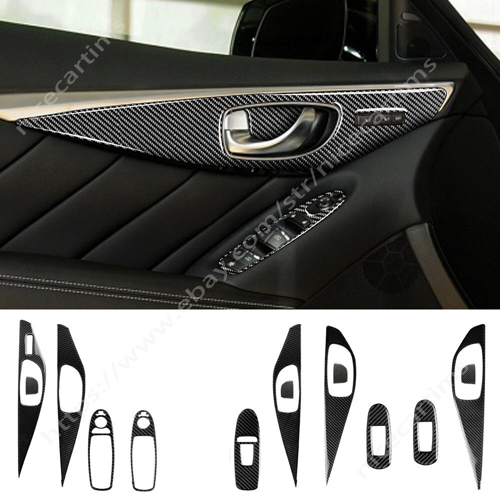 14¡ÁCarbon Fiber Interior Door Panel Window Lift Cover for Infiniti Q50 Q60 2014+