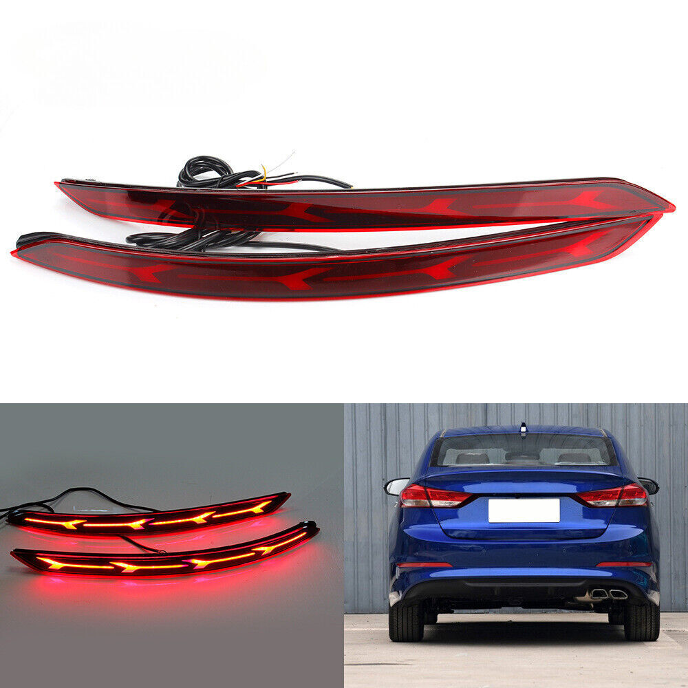 for Hyundai for Elantra 2016-2018 2019 2x LED Rear Bumper Reflector Brake Light Lamp