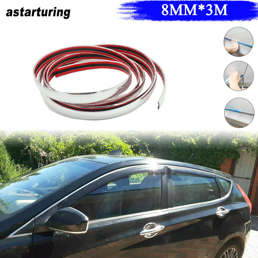 8mm3m Chrome Moulding U Trim Strip Car Auto Door Trunk Edge Guards Protector