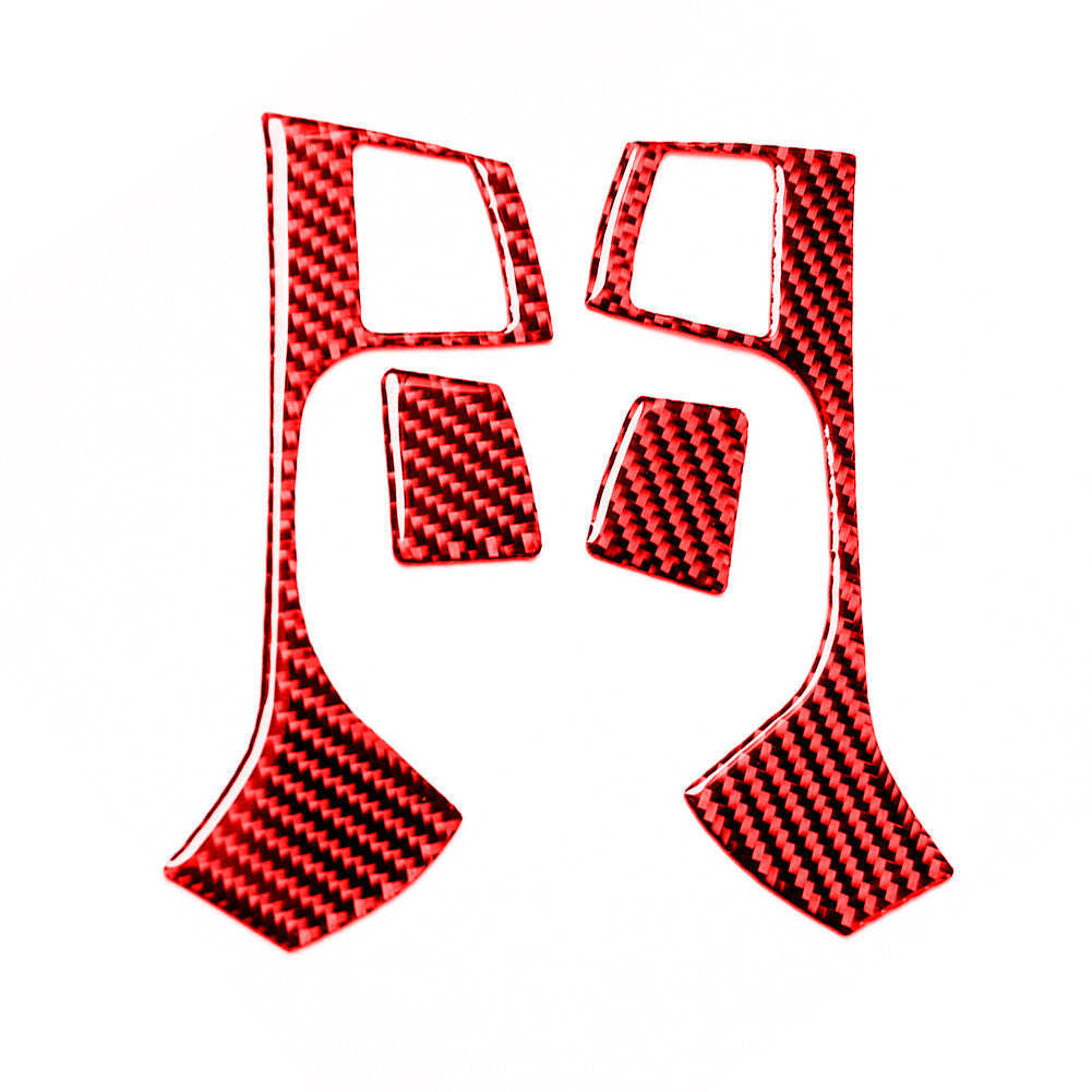 4x Carbon Fiber Steering Wheel Button Trim Cover for Dodge Journey 2009-2010 Red