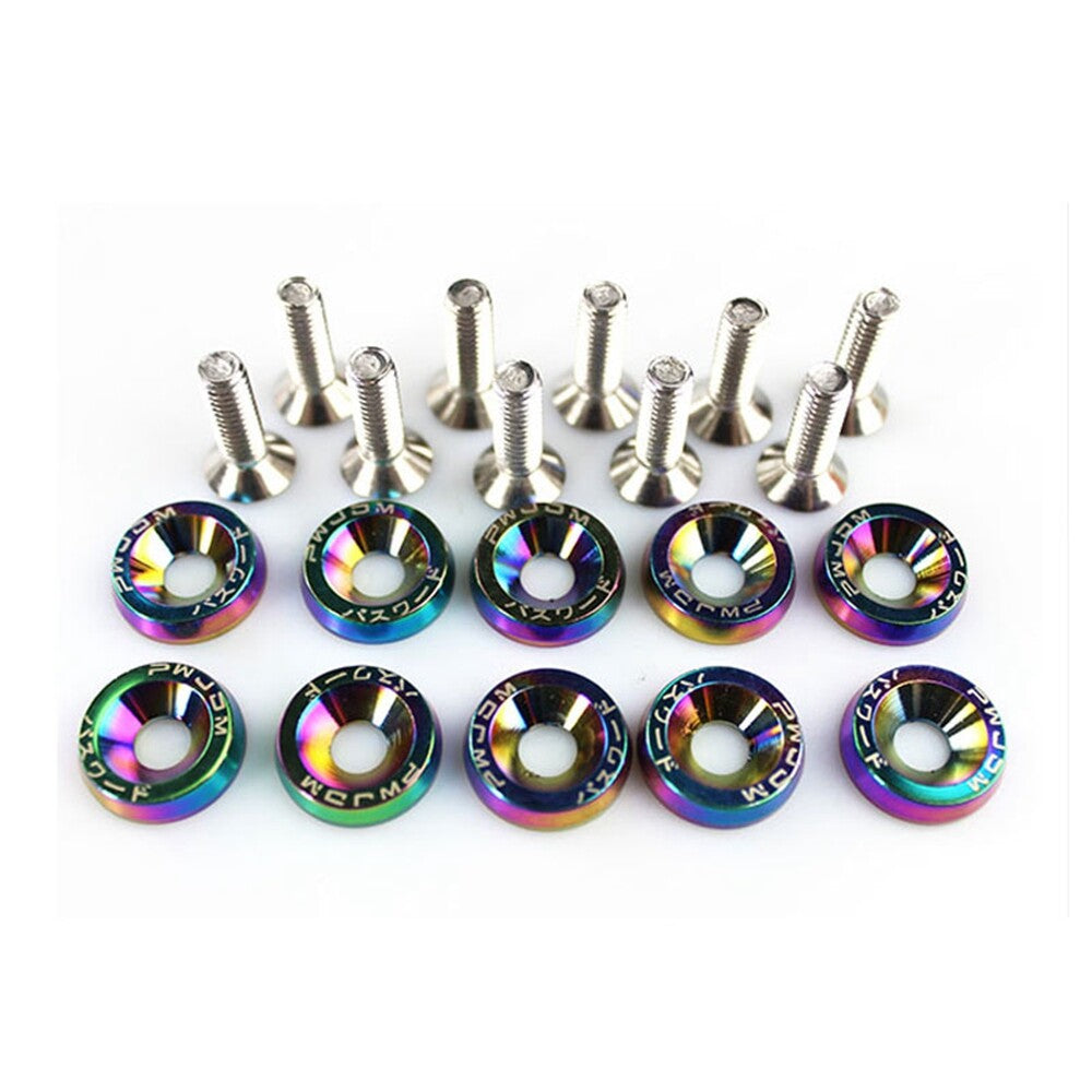 20pcs M6 Car Engine Bumper Fender Washer License Plate Bolt Screws Kit Chrome