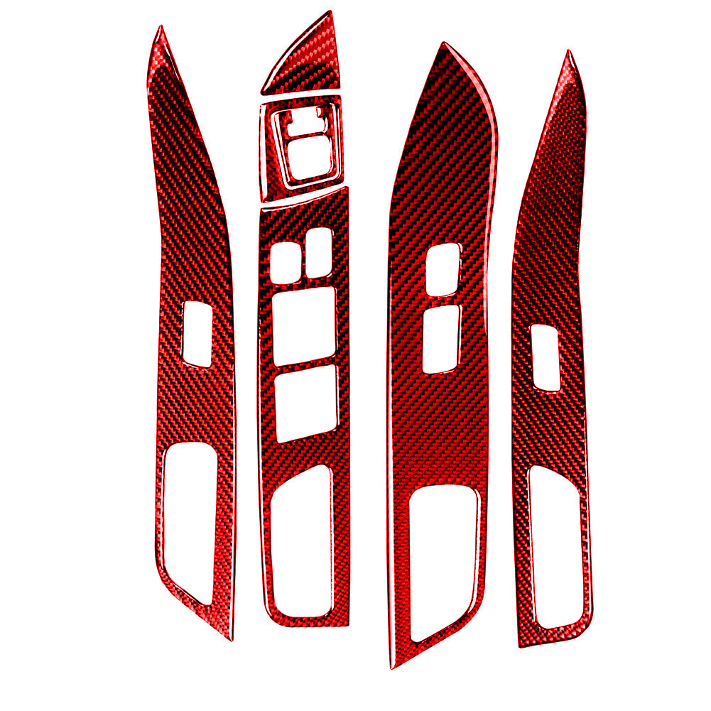 Red for Mitsubishi Lancer 2008-2015 Carbon Fiber Window Switch Panel Cover Trim