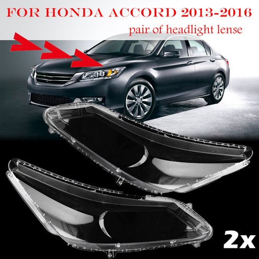 2-piece headlight transparent protective cover, lens cap, and lampshade for 2013-2016 for Honda Accord