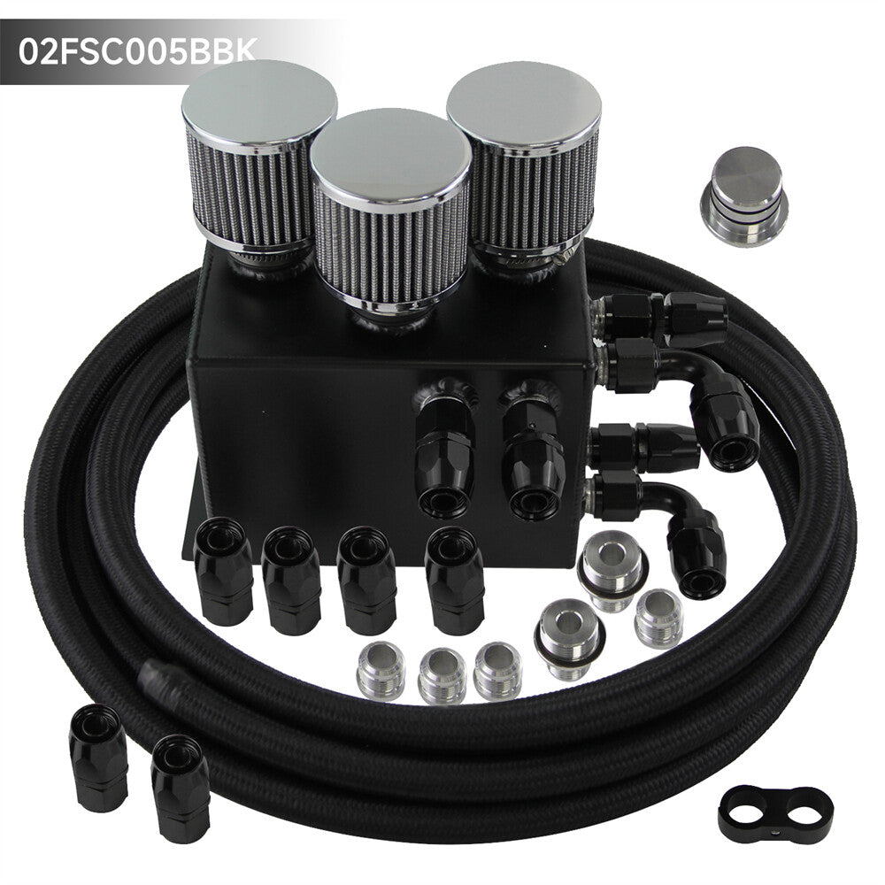 Power Driven Oil Catch Can AN10 +Breather Tank Race Hose for Honda for Acura B16 B18