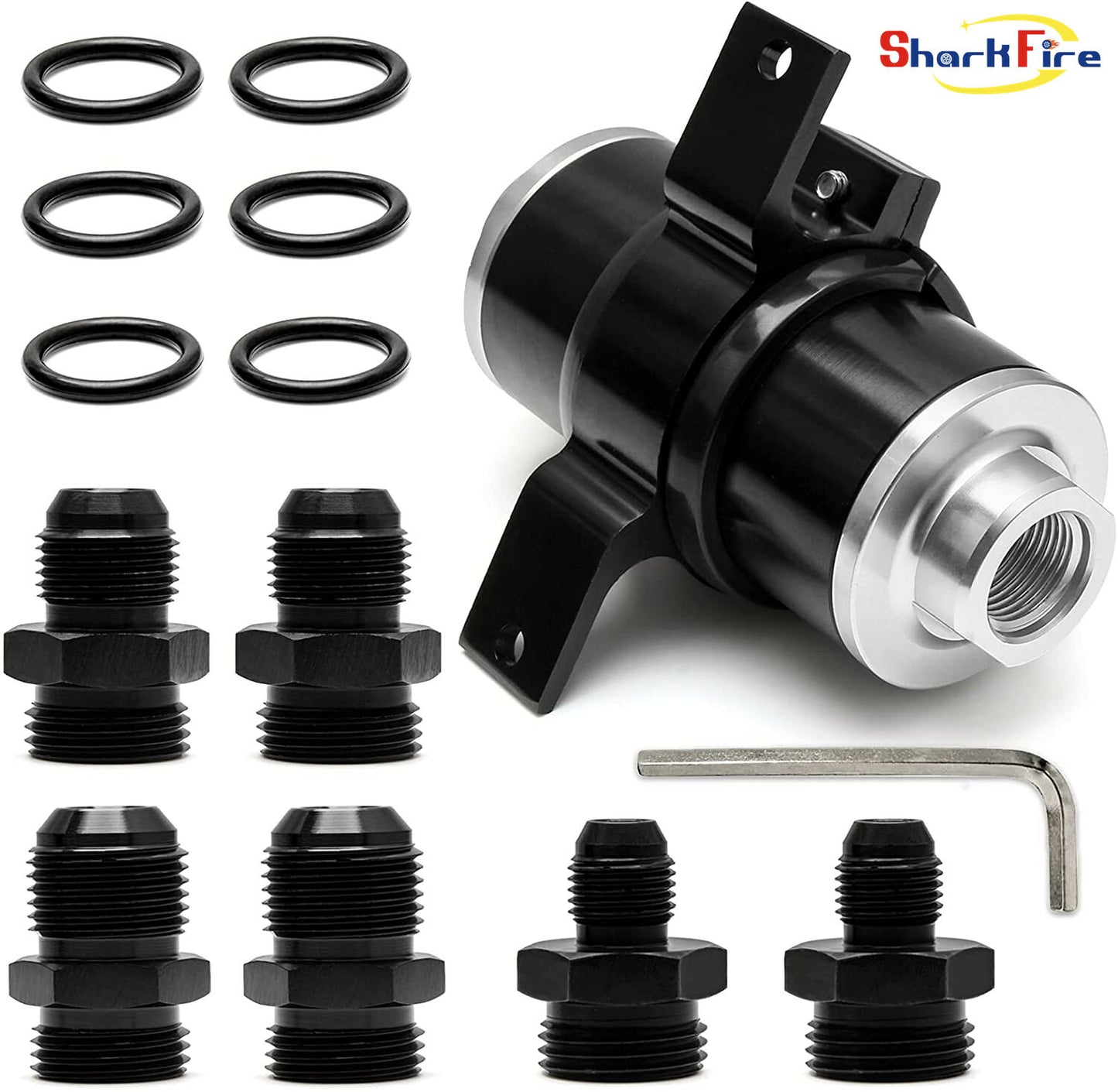 Fuel filter mounting aluminum straight-through bracket, high-flow turbo 6AN 8AN 10AN adapter