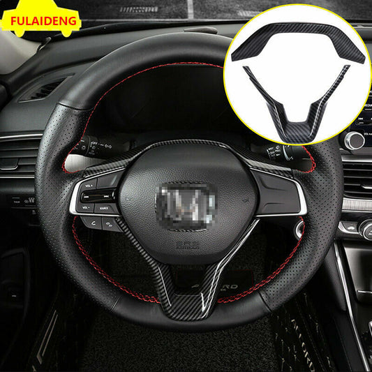 2Pcs for Honda Accord 2018-2021 Carbon Fiber Interior Steering Wheel Cover Trim