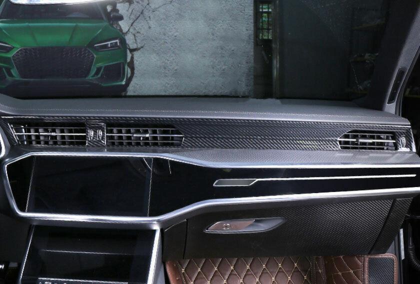 2019~2023 Center Console Vent Dash Strip for Audi A6 A7 S6 S7 RS6 Carbon Fiber