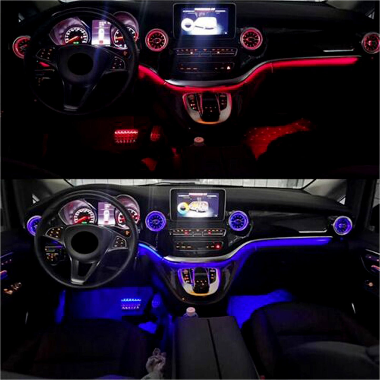 4X 64 Colors Front Air Vent LED Ambient Light for Mercedes-Benz V Class W447 DHL