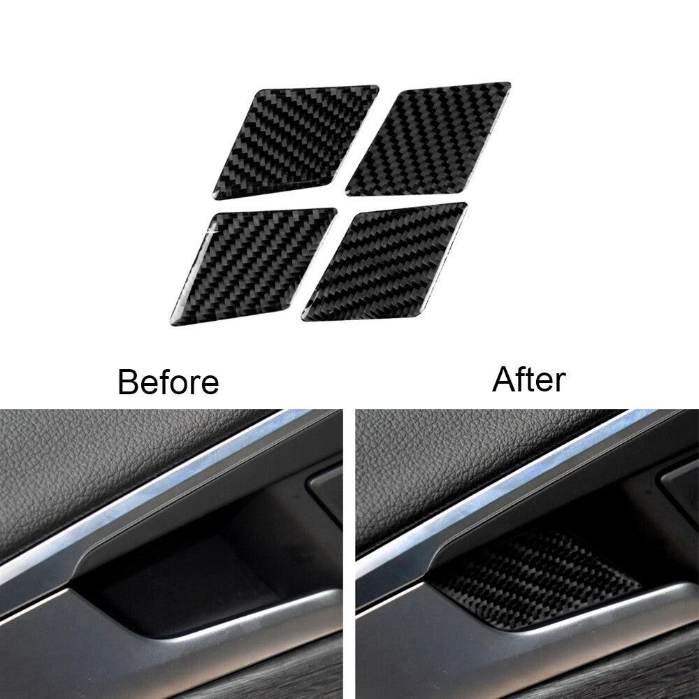 for Audi for A4 B9 2017-2019 Carbon Fiber Inner Door Decorative Cover Trim Sticker
