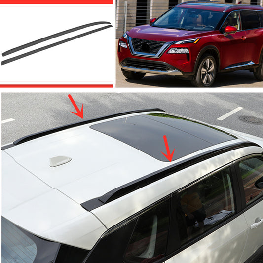 Bright black Roof Rack Side Rails Luggage Cover Trim for Nissan Rogue 2021-2023