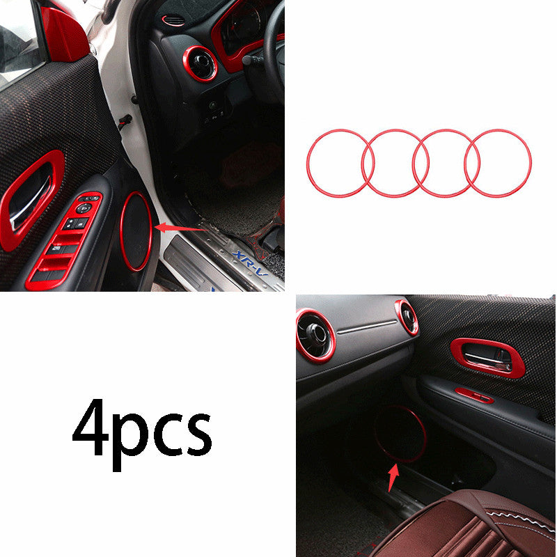 4P for Honda HR-V HRV 2016-2022 ABS Red Inner Door Speaker Ring Frame Cover Trim