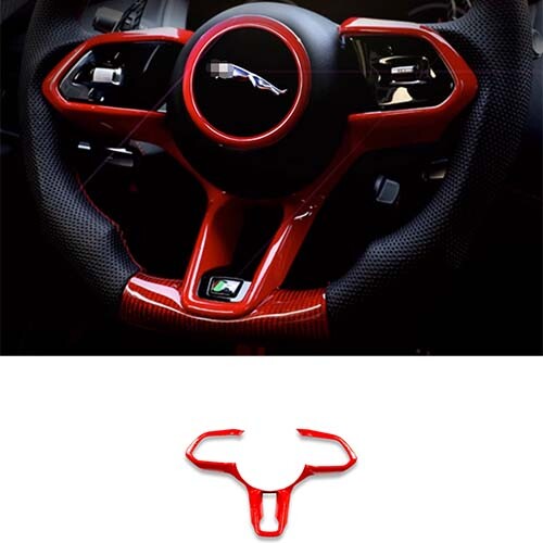 for Jaguar XF 2021-2023 Glossy Red Frame Trim Steering Wheel Control 1PC