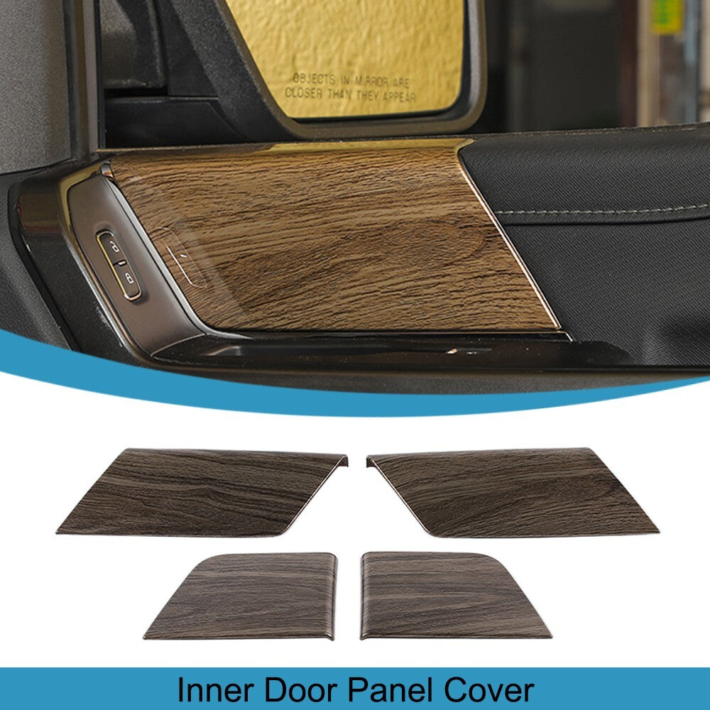 Wood Grain Front Rear Inner Door Panel Cover Trim for Ford F150 2021 2022 2023