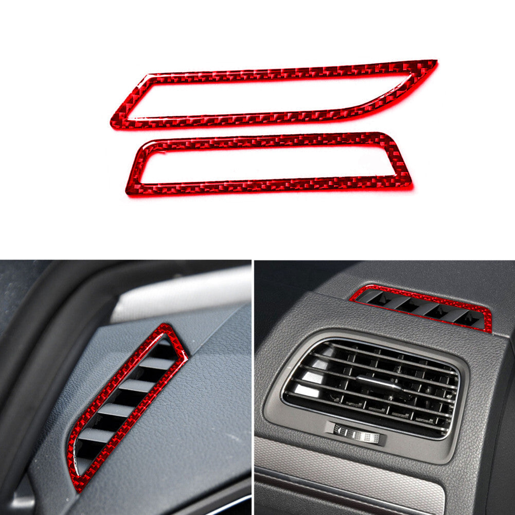 Red Carbon Fiber Console Air Vent Outlet Trim Cover for VW for Golf MK7 2013-2019