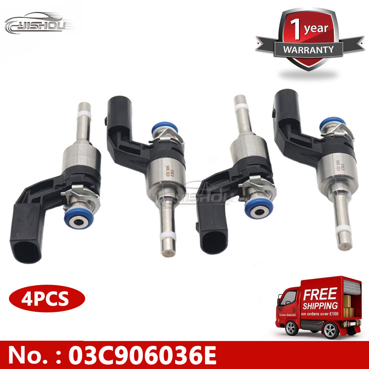 4 pieces of 03C906036E fuel injectors for Volkswagen Polo, for Passat , Beetle, for Golf , Sharan, and for Audi .