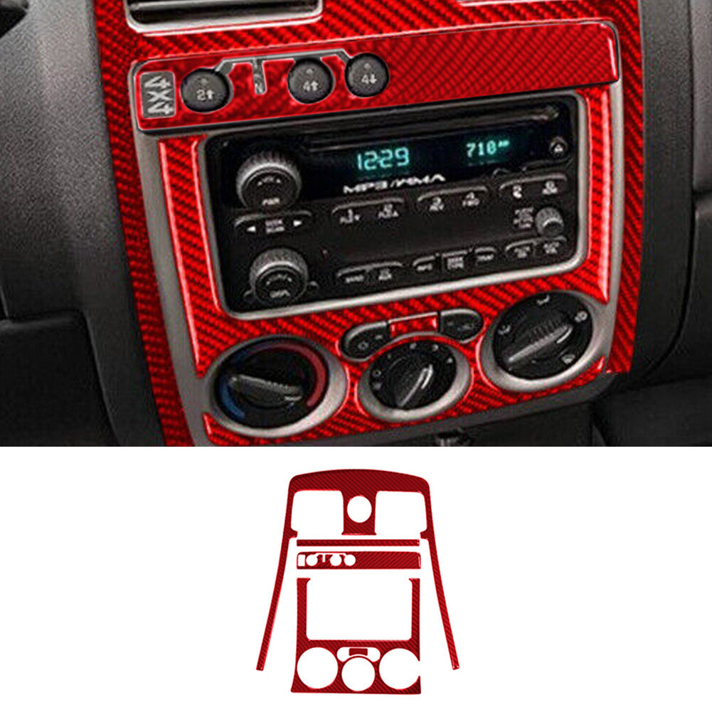 Red Carbon Fiber Radio Climate Surround(4WD) Cover For Colorado for Canyon 2005-2012