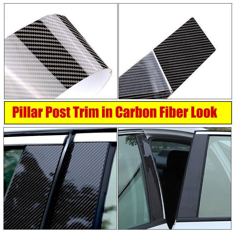 for Benz GLA 2013-18 Carbon Fiber Pillar Posts Door Window Molding Strip Trim 6P