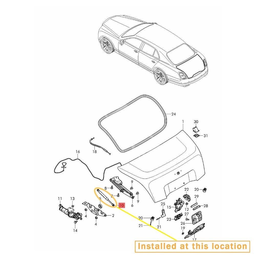 Suitable for Bentley Mulsanne trunk boot shock absorber lift support for equipment manufacturer: 3Y0827550