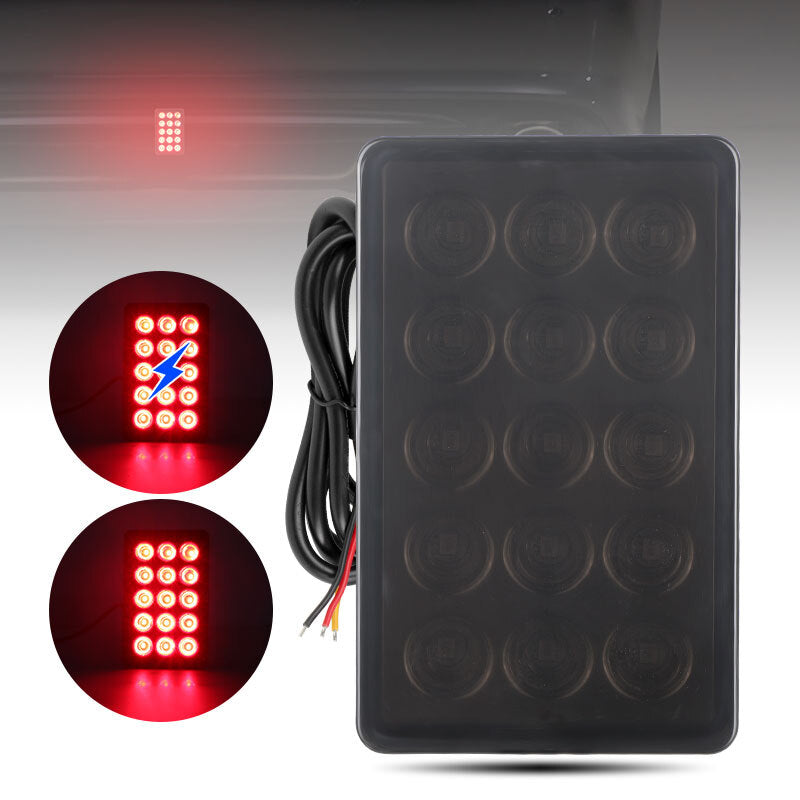 Universal F1 Style 15 LED Rear Brake Lamp Strobe Flashing Tail Stop Light IP67