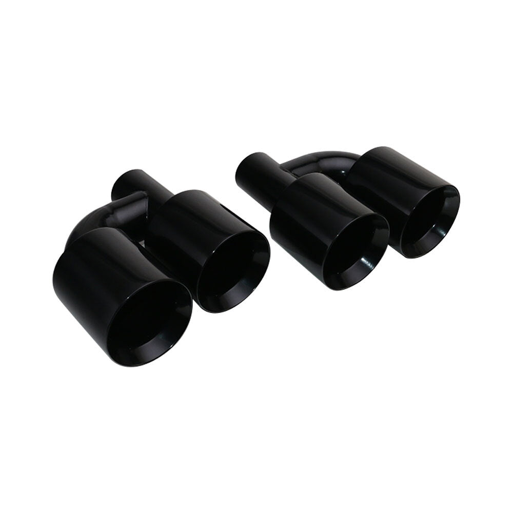 2PCS 2.5'' ID 4'' OD Black Exhaust Pipe Tips Universal Fitment Dual Tip H-type