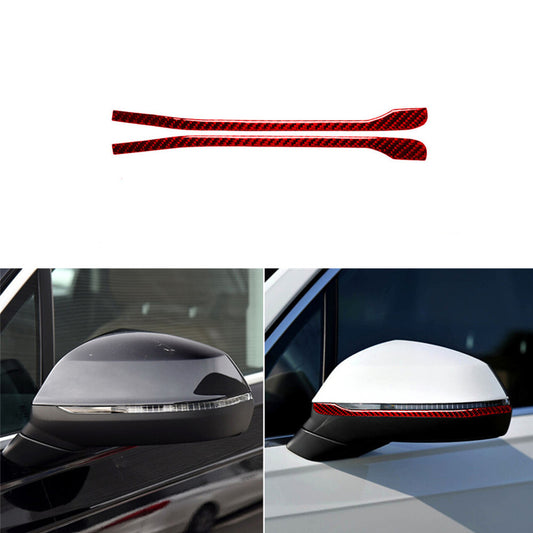 2X Red RearMirror Bumper Strip Trim Interior Carbon Fiber for Audi Q7 2016-2019