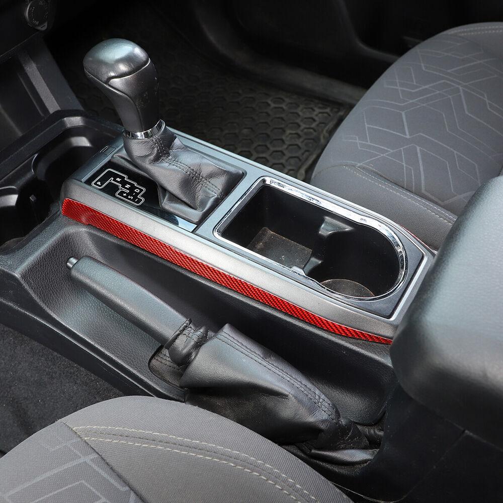 2Red Carbon Fiber Gear Shift Side Strips Cover Trim for Toyota Tacoma 15-2022