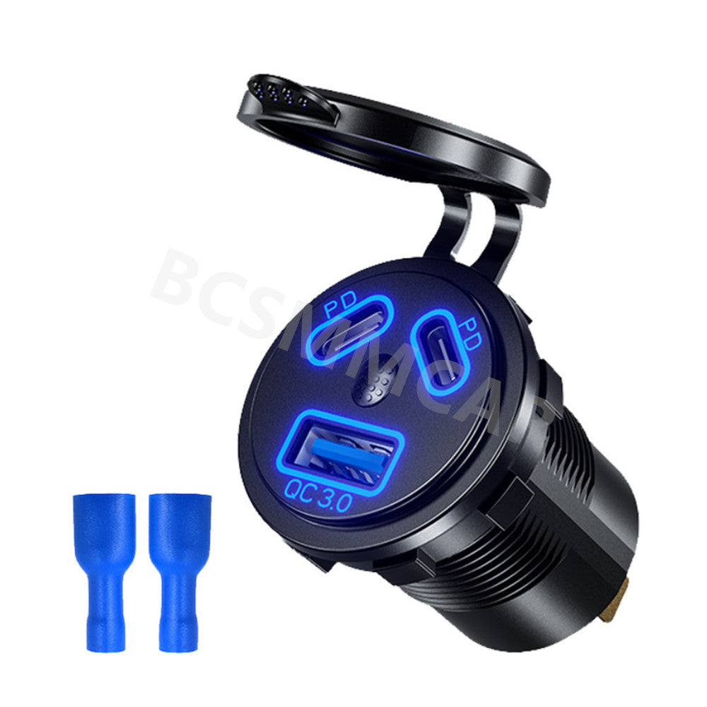USB Type-C Car Charger Socket Power Outlet Phone Quick Charge Adapter Waterproof