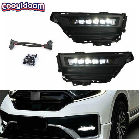 for Honda CR-V 2020-2021 Bumper LED Rectangular Fog Lights Lamps w/Bezel+Harness