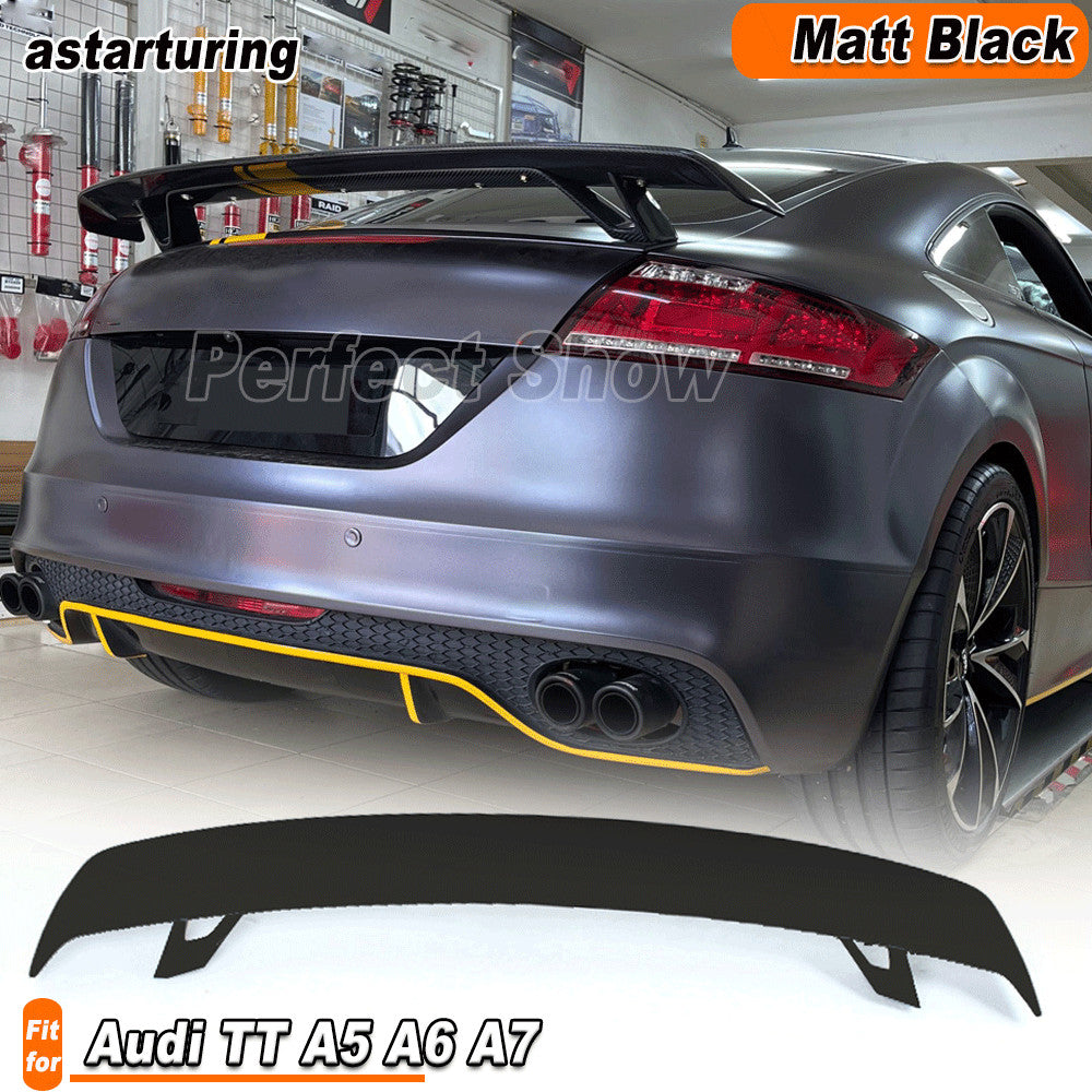 Black Fiberglass Rear Trunk Boot Spoiler Lip Wing for Audi A5 A6 A7 TT 8J 08-13