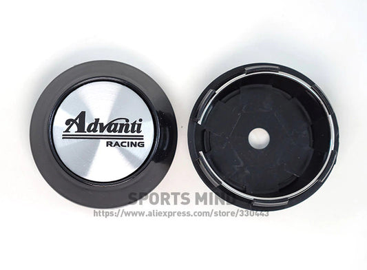 4-piece set of 69mm Advanti racing wheel caps, wheel center caps, wheel logos, silver