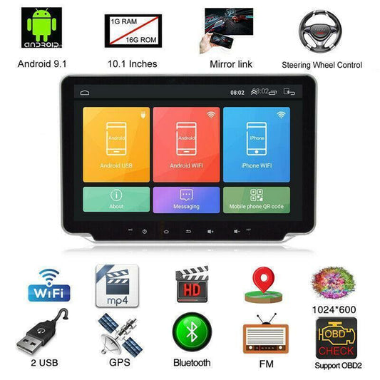 10.1Touch Rotatable Double Din Android 9.1 Car GPS WiFi Radio Stereo MP5 Player