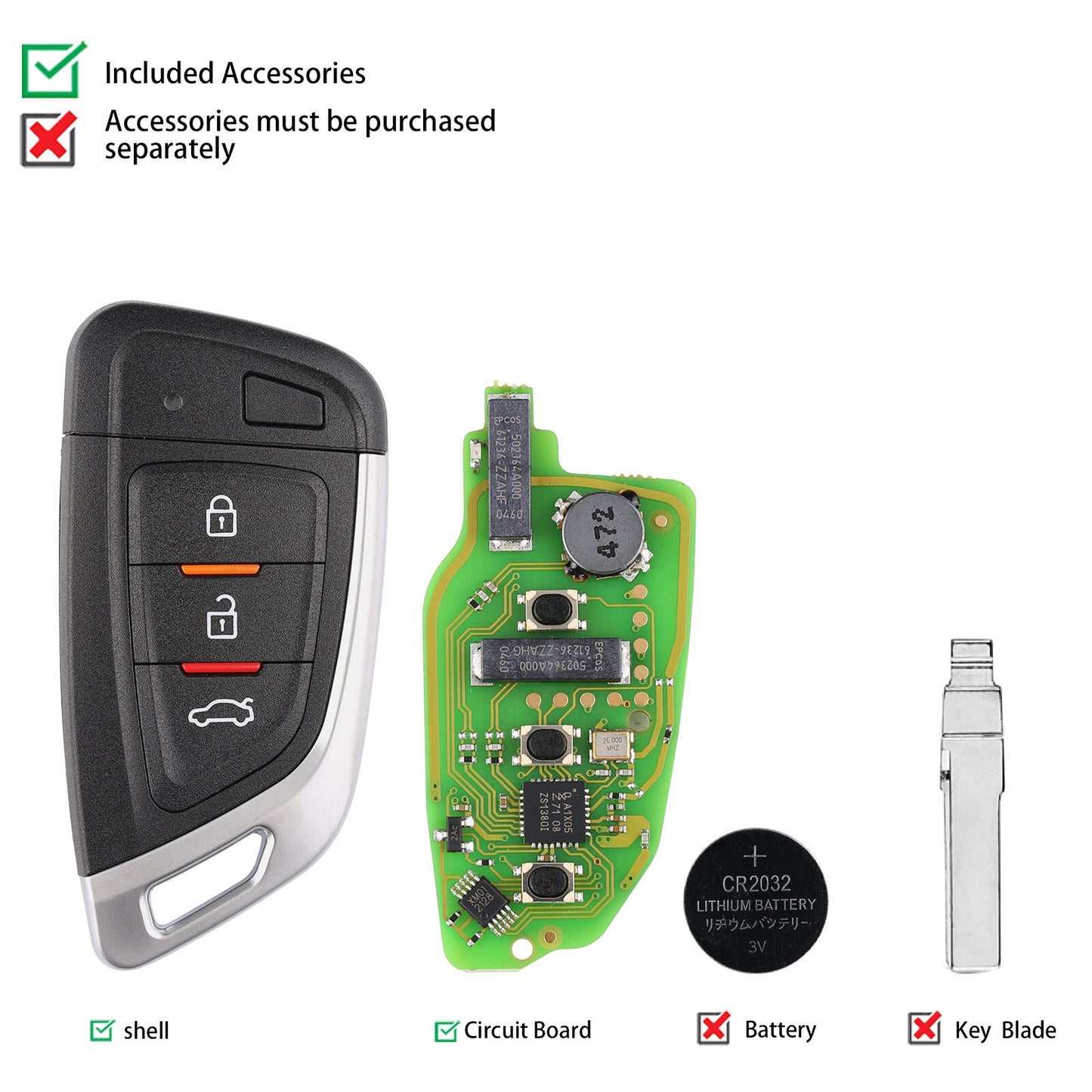 for Smart Universal Remote Key for Ford 3 Buttons For VVDI2/VVDI XSKF01EN