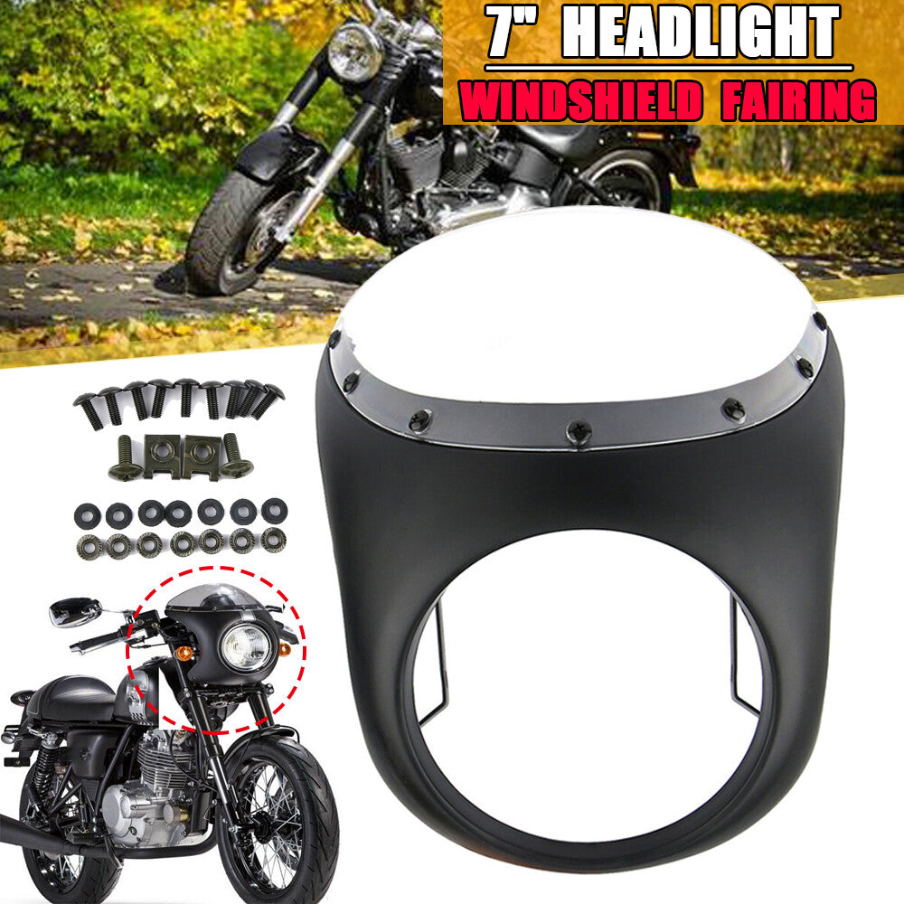 7-inch motorcycle headlight fairing windshield suitable for Cafe Racer windshield black