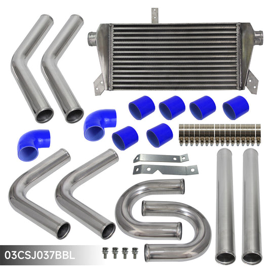 Universal Intercooler 460x240x50mm + 2 51mm Aluminum Piping Hose Kit w/Screws