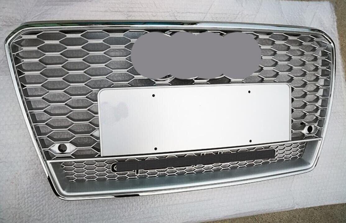 Suitable for Audi A7, S7, and RS7 style front bumper grille with honeycomb mesh, silver, 2012-15