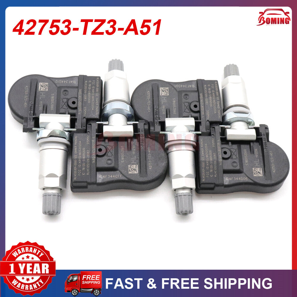 4x New Tire Pressure Sensor TPMS 42753-TZ3-A51 for Honda for Acura ILX MDX 315MHz