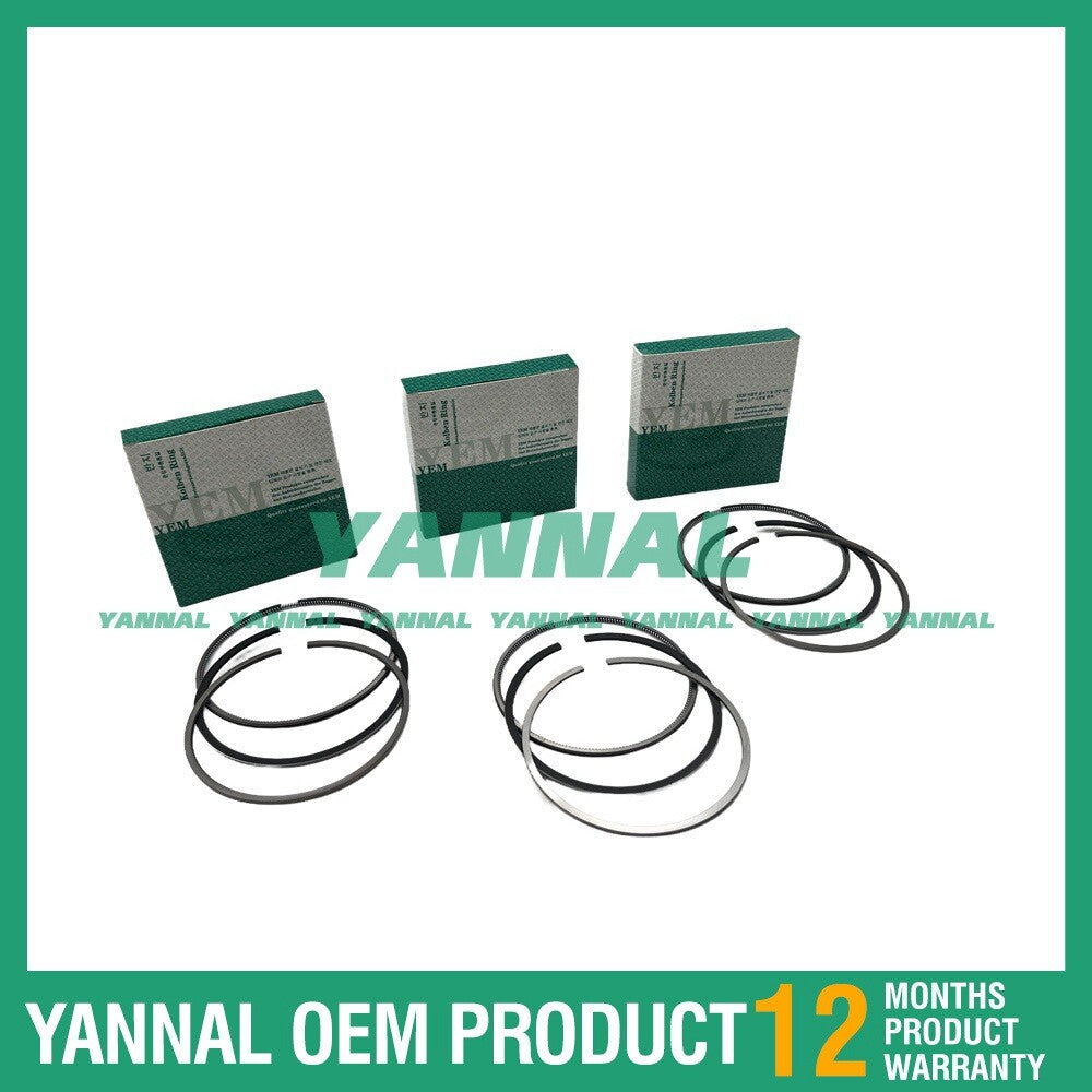 3-piece STD piston ring set for Yanmar 3TNV80 excavator engine parts.
