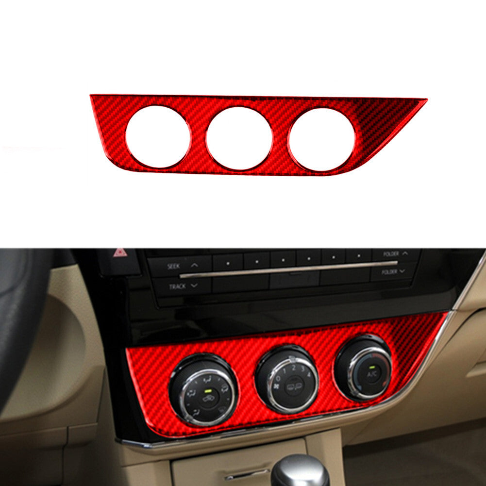 Red Carbon Fiber Air Conditioner Switch Panel Trim for Toyota for Corolla 2014-18 B