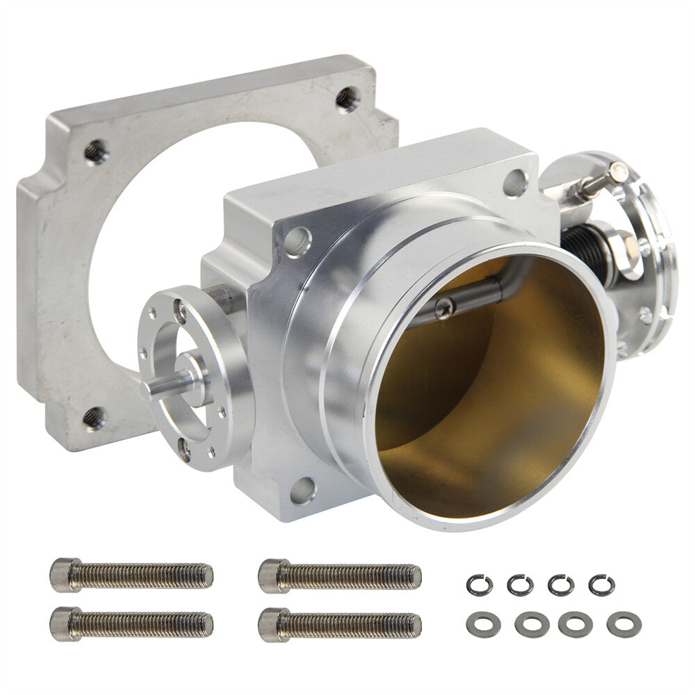 Alloy Aluminum Universal CNC Billet Intake 90mm Throttle Body High Flow Silver