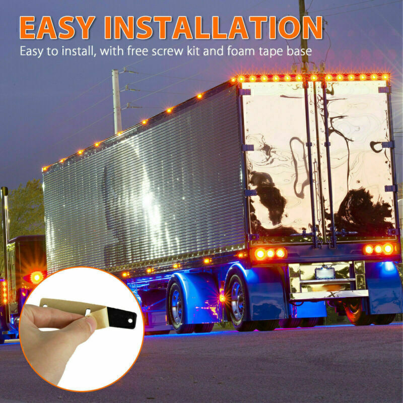 100Pcs Amber 6LED Side Marker Indicators Light Truck Boat Trailer Car Clearance