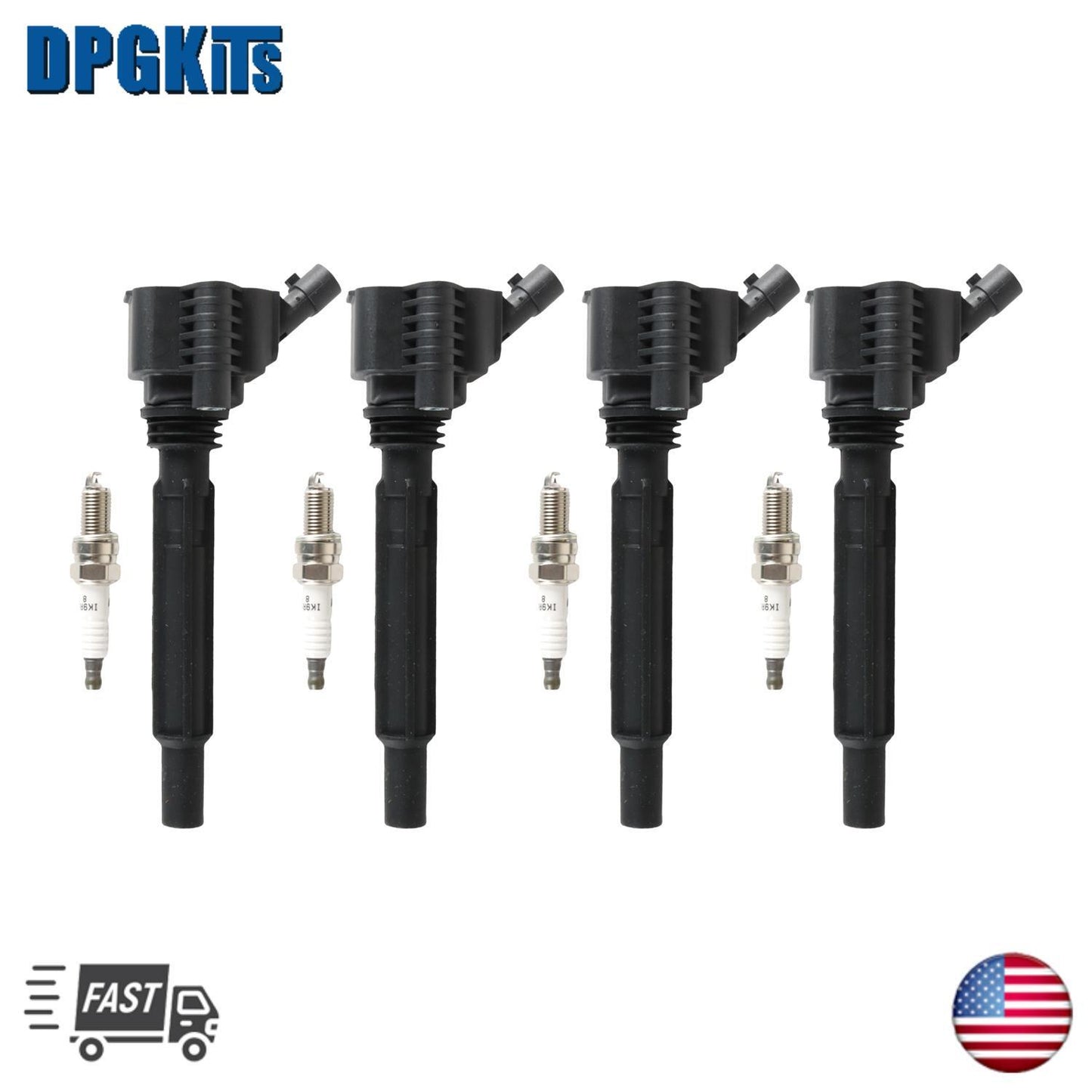 4PCS of Ignition Coils +Iridium Spark Plug for Dodge Dart for Fiat 500 1.4L l4 UF673