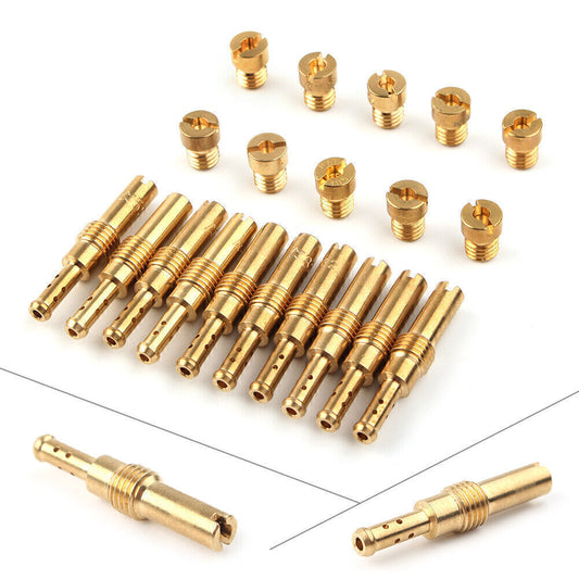 20pcs Carburetor Main Jet  Slow / Pilot Jet Kit Set For PWK CVK Motorcycle Gold