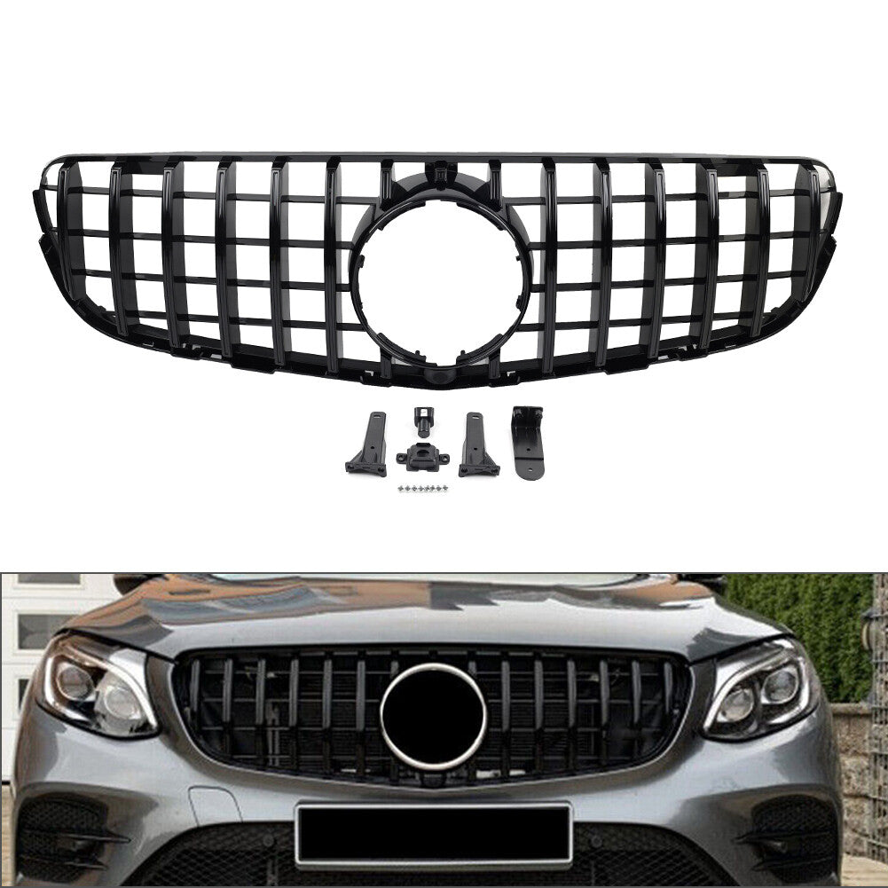 Fit for Benz GLC Class W253 X253 2015-19 18 GTR Style Front Bumper Hood Grille Black