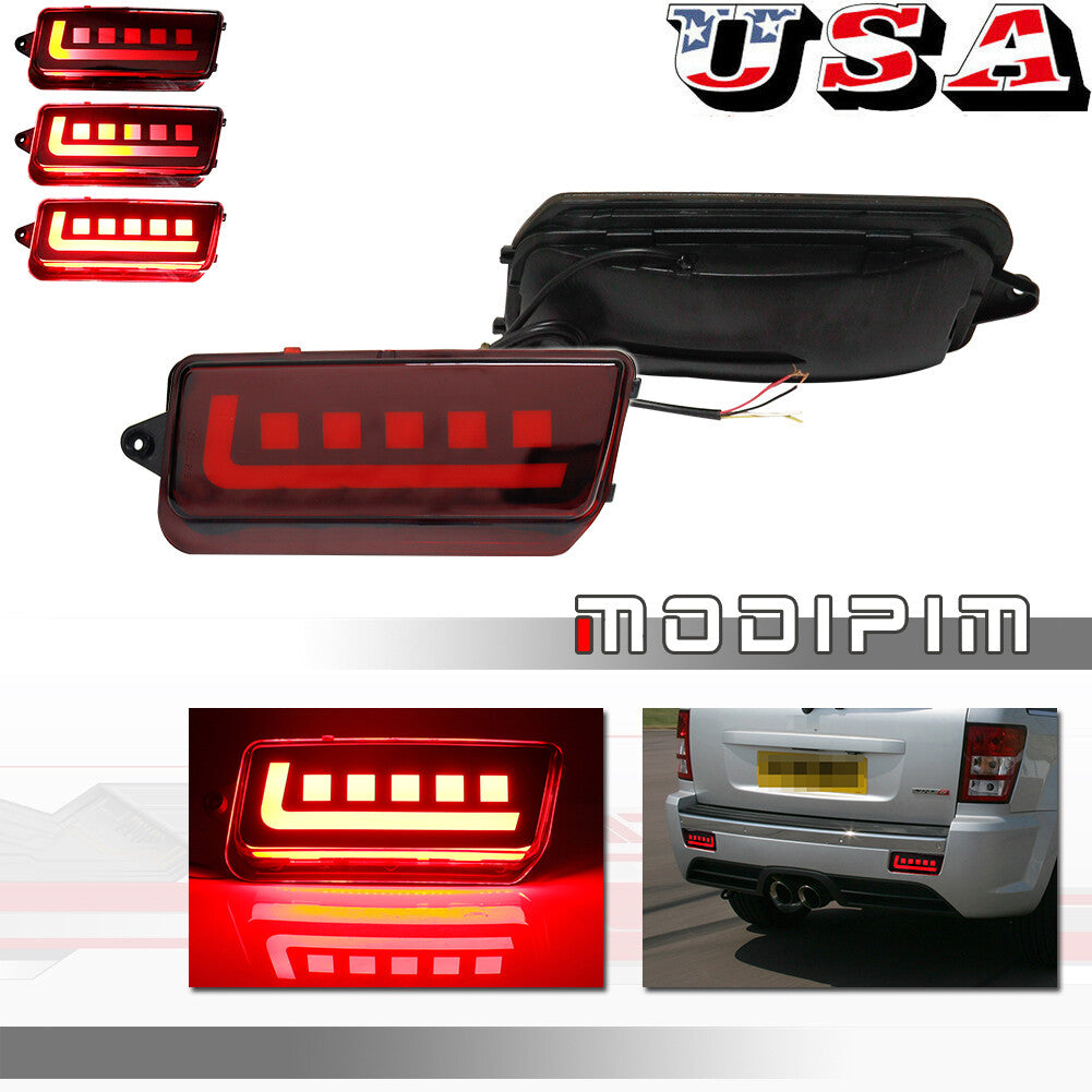 Red Lens LED Bumper Reflector Rear Light Kit for 2005-2010 for Jeep Grand Cherokee