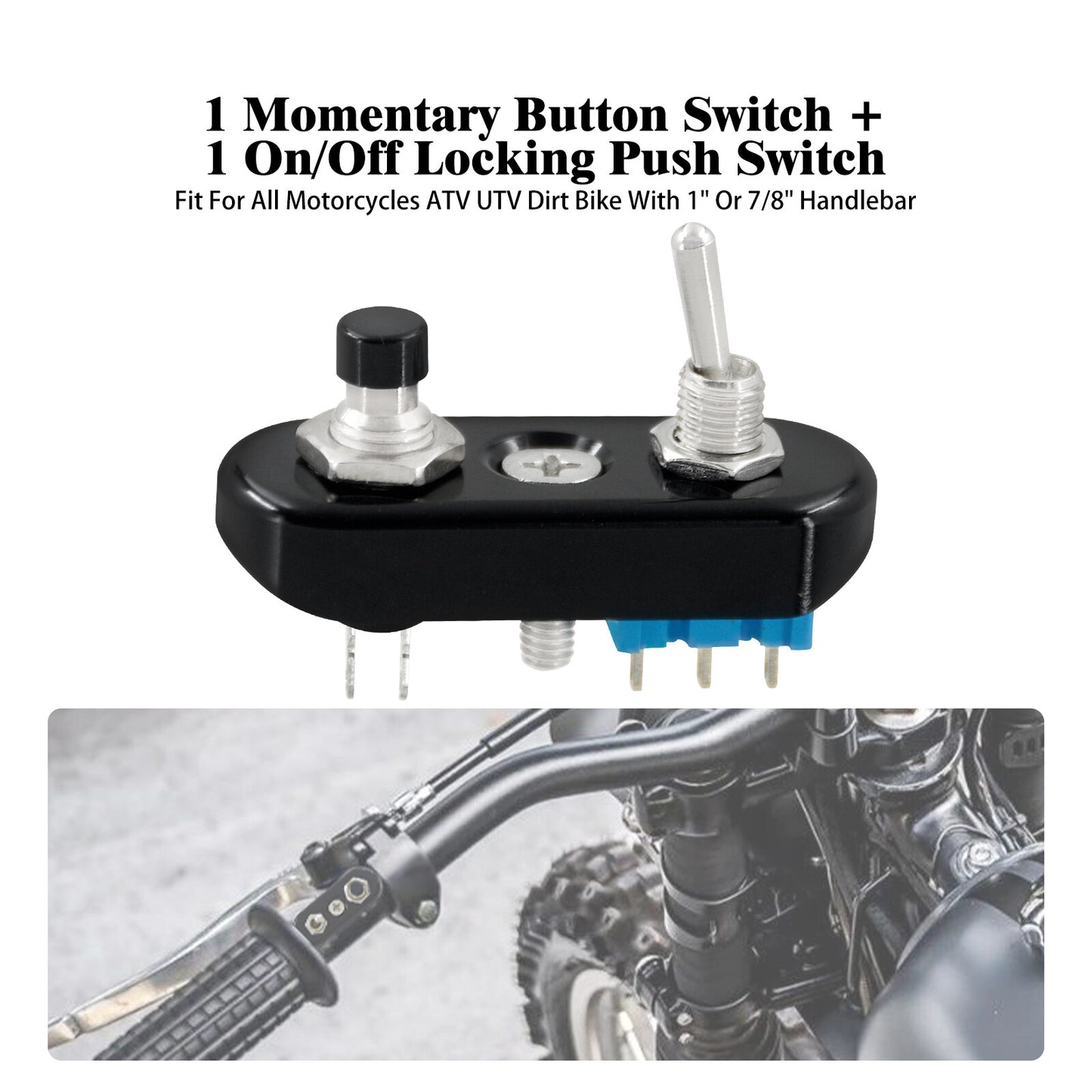 Black for Mini Control Toggle Push Switch ON/OFF Button For Universal 1 Handlebar