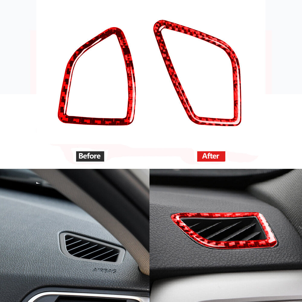 Red carbon fiber ventilation outlet console trim for BMW 3 Series F30 F34