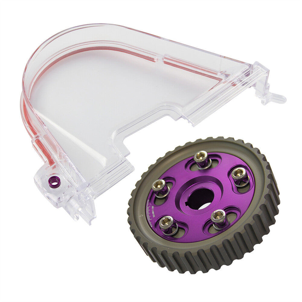 Clear Gear Timing Belt Cover +Cam Gear for Honda for Civic D15 D16 SOHC 96-00 Purple