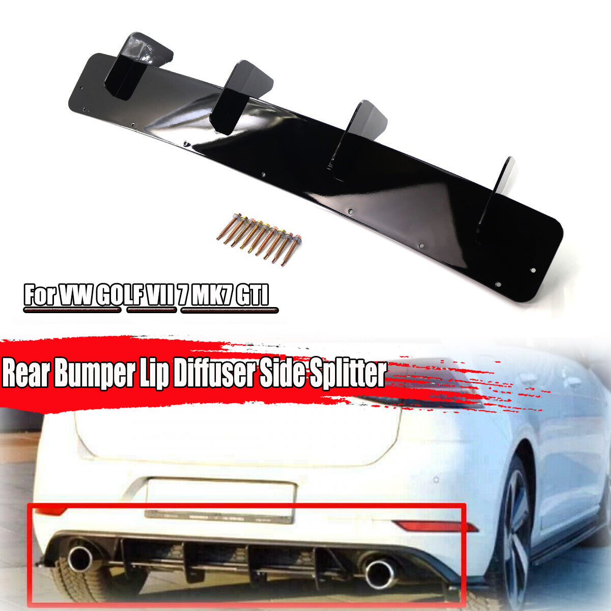 Rear bumper lip diffuser side separator curtain boiler suitable for Volkswagen for Golf VII 7 MK7 GTI