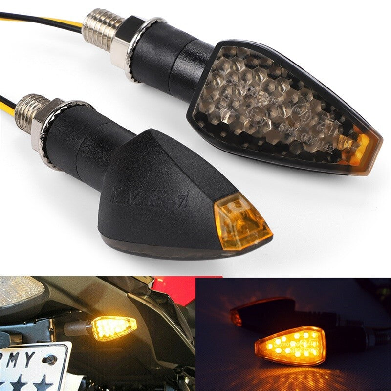 2x LED Motorcycle Rear Turn Signals Indicator Blinker Light Amber Universal 10mm