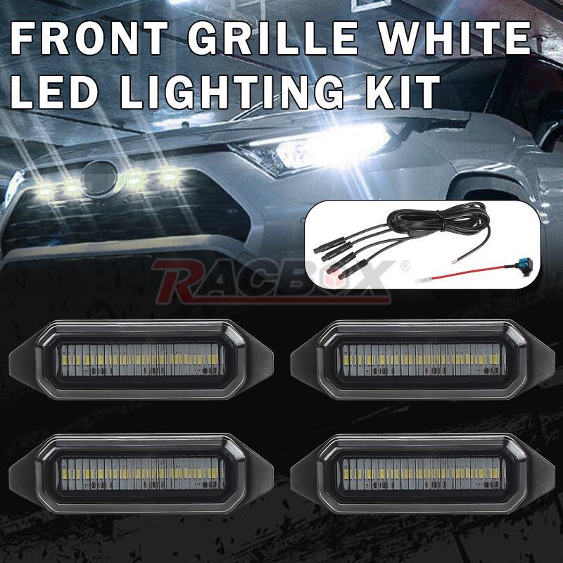 4X Front Grille Grill White LED Light Kit Style for Toyota RAV4 2019-2022
